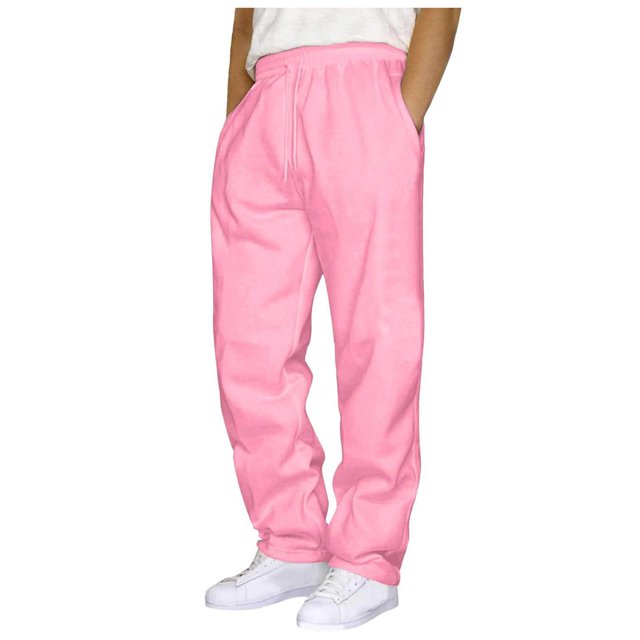 HBFAGFB Pants for Men Comfortable Simple Sweatpants Loose Straight Trouser with Pockets Pink Size S