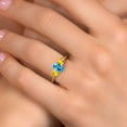 thumbnail image 4 of Gem Stone King 18K Yellow Gold Plated Silver Swiss Blue Topaz and Yellow Sapphire Engagement Ring for Women | 1.32 Cttw | Oval 7X5MM | Gemstone November Birthstone | Size 8, 4 of 6