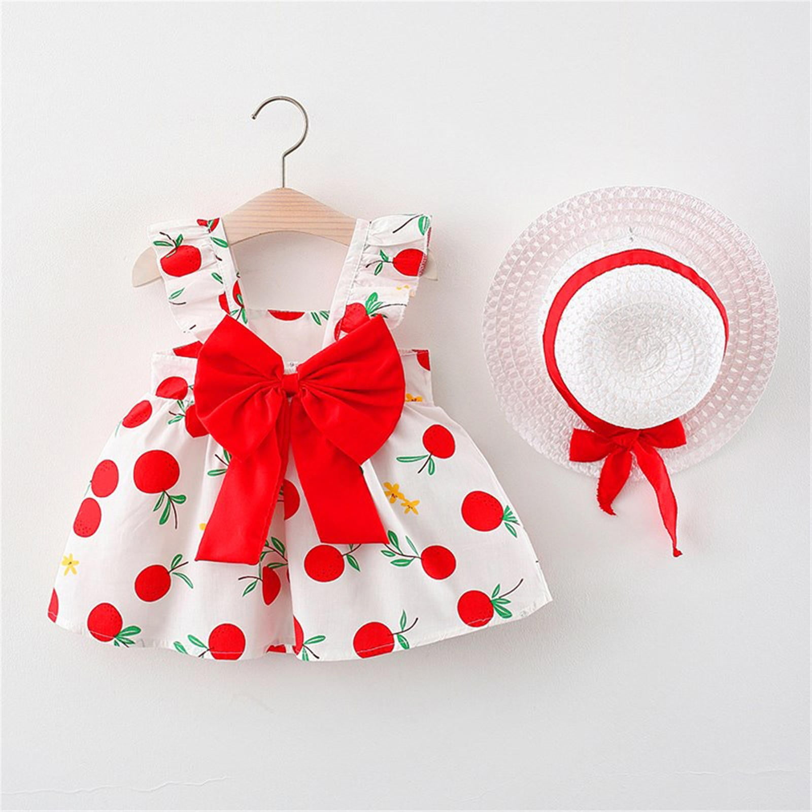 Robe été Bébé Fille 2 Ans - Sans Manches, Dos Nu, Avec Nœud Et Chapeau De Paille, Tenue Fête Anniversaire - 4