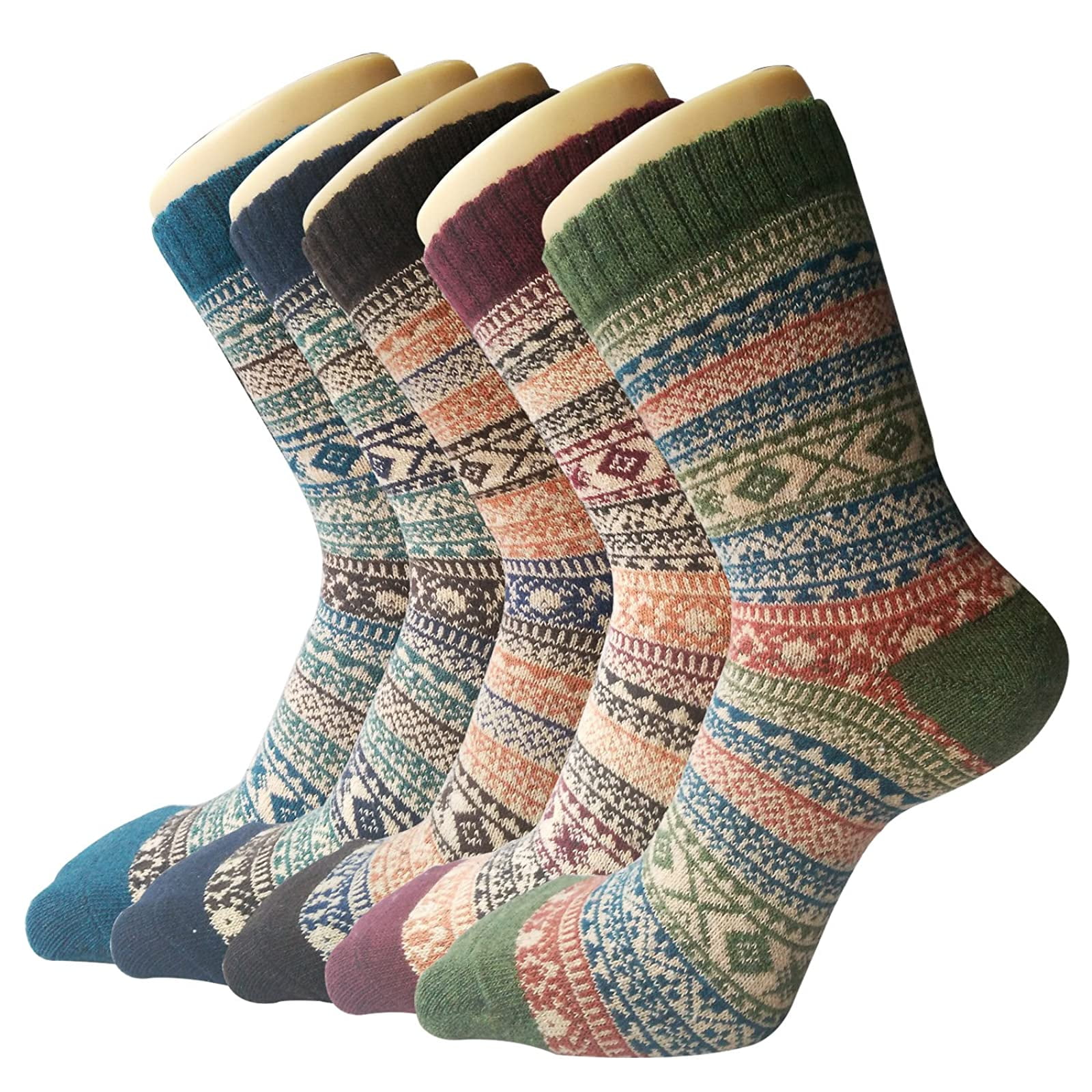 Zando Womens Winter Vintage Soft Wool Sock Warm Mid Calf Socks Cozy Casual Mens Thick Cabin Sock 