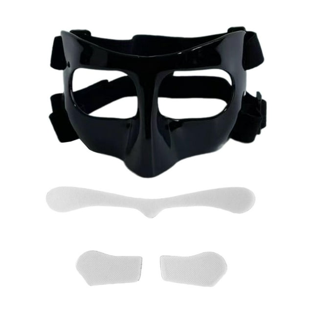 koolsoo Basketball Adjustable Strap Face Nose Guard for Boxing Softball Workout Black Clear Sticker