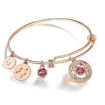 Leafael Superstar Libra Zodiac Expandable Bangle Bracelet Made with Premium Crystals Horoscope Constellation September October Birthstone Rosaline Pink Jewelry, Rose Gold Plated, 7"