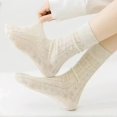 thumbnail image 2 of Women's 3-Pair Ribbed Crew Socks with Embroidered Bow Knit Texture in Neutral Shades for Everyday Wear - Multicolored-A, 2 of 4