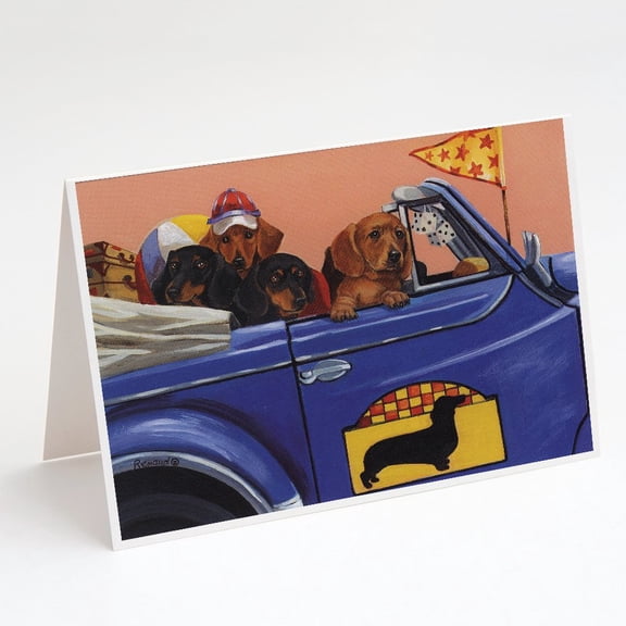 Dachshund Dachsmobile Greeting Cards and Envelopes Pack of 8