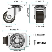 HOLKIE 1 inch Heavy Duty Swivel Caster Wheels,(4 pack)Small Swivel Caster Wheels for Furniture Total Capacity 90lbs (2 with Brakes and 2 Without Brakes)