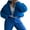 Blue, variant on Women Cropped Puffer Jacket Cotton-Padded Stand Collar Long Sleeve Zip-Up Quilted Puffy Short Down Coats