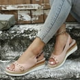 thumbnail image 4 of Utoimkio Flat Sandals for Women Summer Summer Ladies Shoes Wedge Heel Sandals Solid Color Casual Women's Sandals, 4 of 8