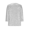 thumbnail image 4 of Womens Shirts Womens Sequin Top Silver Long Sleeve Sparkly Outfits for Women Glitter Tops Party Tops for Festive Tops for Women, 4 of 5