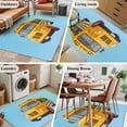 thumbnail image 5 of Area Rug for Living Room, School Bus Non-Slip Indoor Large Carpet for Bedroom/Dining Room, Cartoon Funny Yellow Transportation Truck Blue Washable Low-Profile Floor Mat Runner Rugs - 2.7 x 5 Ft, 5 of 7