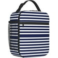 thumbnail image 2 of Blue And White Striped Lunch Bag Insulated Lunch Box Reusable Thermal Lunch Tote Bag With Zipper For Work Outdoor Travel Picnic, 2 of 6