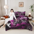 thumbnail image 4 of Manfei Motorcycle Motocross 2pcs Bedding Comforter Set,Honeycomb Grid Twin Comforter Sets,Black Pink Bedding Set,Super Cozy Sport Bedroom Decorative,Reversible, 4 of 8