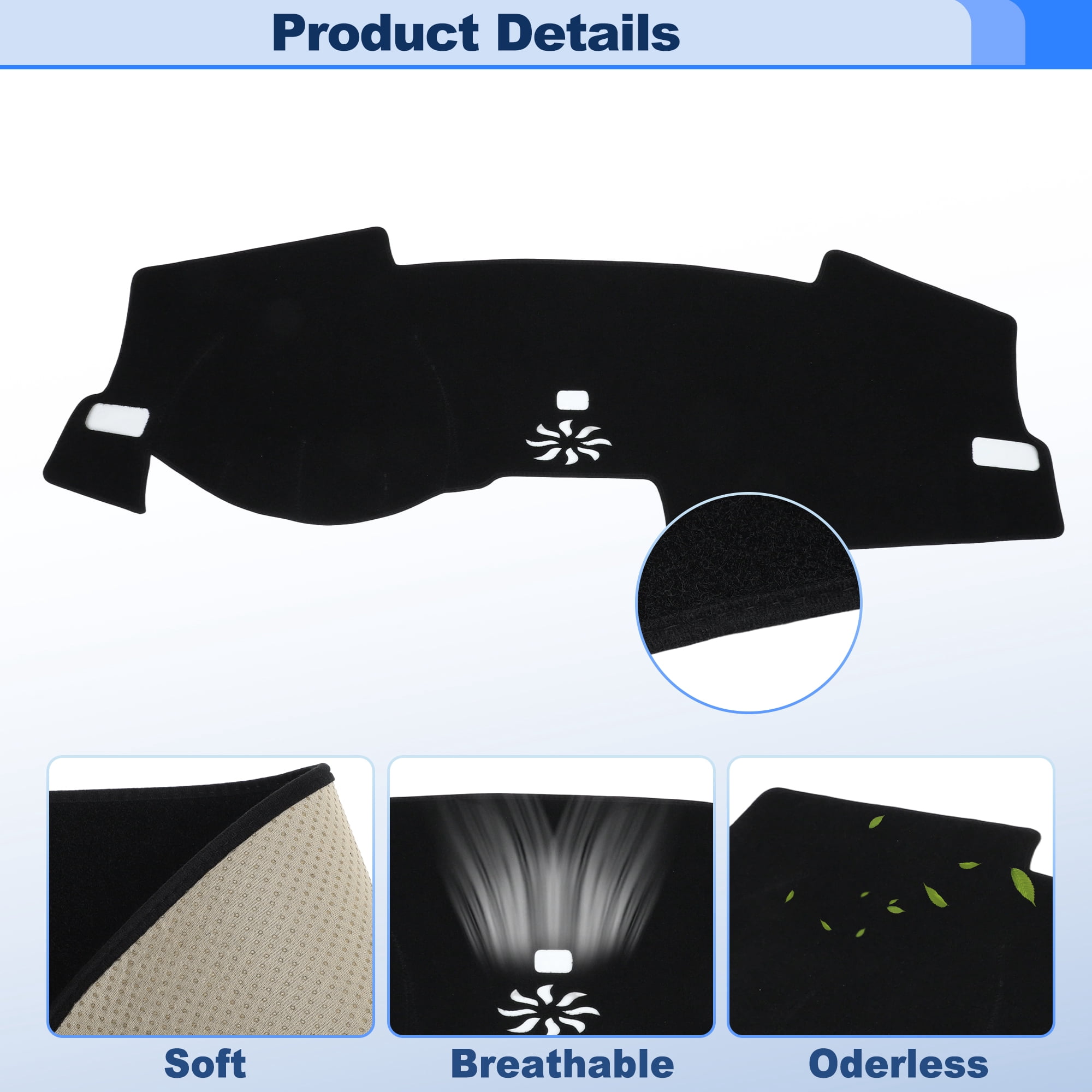 Dashboard Cover for Honda Civic 2022 2023 2024 2025 2026 Interior Polyester Dash Cover Mat Pad Carpet Non-Slip Dashboard Protector Sunshine UV & Heat Resistant Black