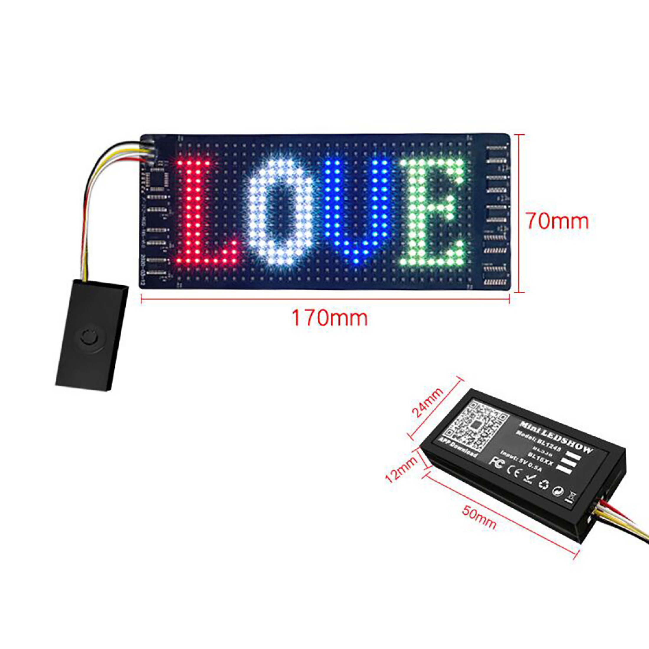 Programmable LED Sign - 7.2x3.4 Inch Flexible Matrix Panel With ...
