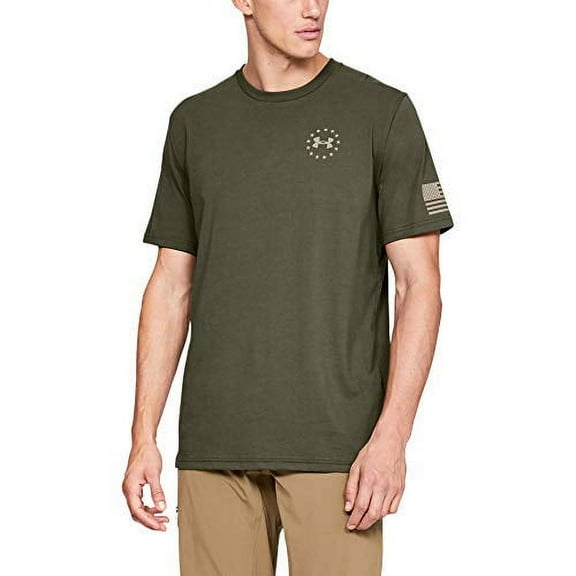 Under Armour Men's Freedom Flag T-Shirt , Marine Od Green (390)/Desert Sand , Large