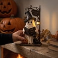 thumbnail image 2 of Halloween Gothic Whimsical Wooden Decoration, Vivid Color Fade Resistant Durable Tabletop Spooky Decor for Flat Wood Craft Office Mantel Cabinet Bookshelf Countertop Home Party Display (ghost), 2 of 5