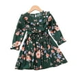 thumbnail image 3 of Esaierrr Baby Kids Girls Large Flowers Pressed Pleats Princess Dress 2-6Y Lace Dress Long Sleeves Casual Dress Lace-Up Princess Dress, 3 of 7