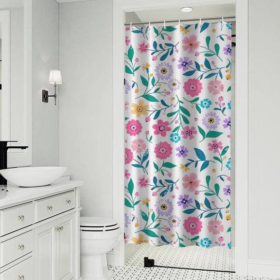 Pioneer Flower Floral Print Pattern Shower Curtain 36"x72" ,Bathroom Decorative Shower Curtains Set with 12 Hooks,Modern Waterproof Washable Shower Curtain