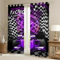 thumbnail image 2 of Erosebridal Racing Car Curtains and Drapes (42Wx90L),Geometric Plaid Curtains Pack of 2 (42Wx90L),Black Purple Black Out Curtains,Sport Bedroom Decorative, 2 of 6