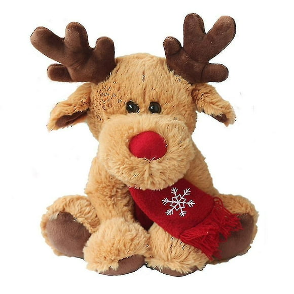 1pc Rudolph The Red Nose Reindeer, Stuffed Plush First Baby Decorations Plush Deer For Boys And, 29x23x15cm