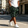 thumbnail image 4 of Delconic Men Realistic Tree Branch Camo Quick Dry Casual Cargo Shorts Skin Friendly Elastic Waist Deep Storage Side Pockets Short Trousers For Spring Summer Daily Green M, 4 of 6