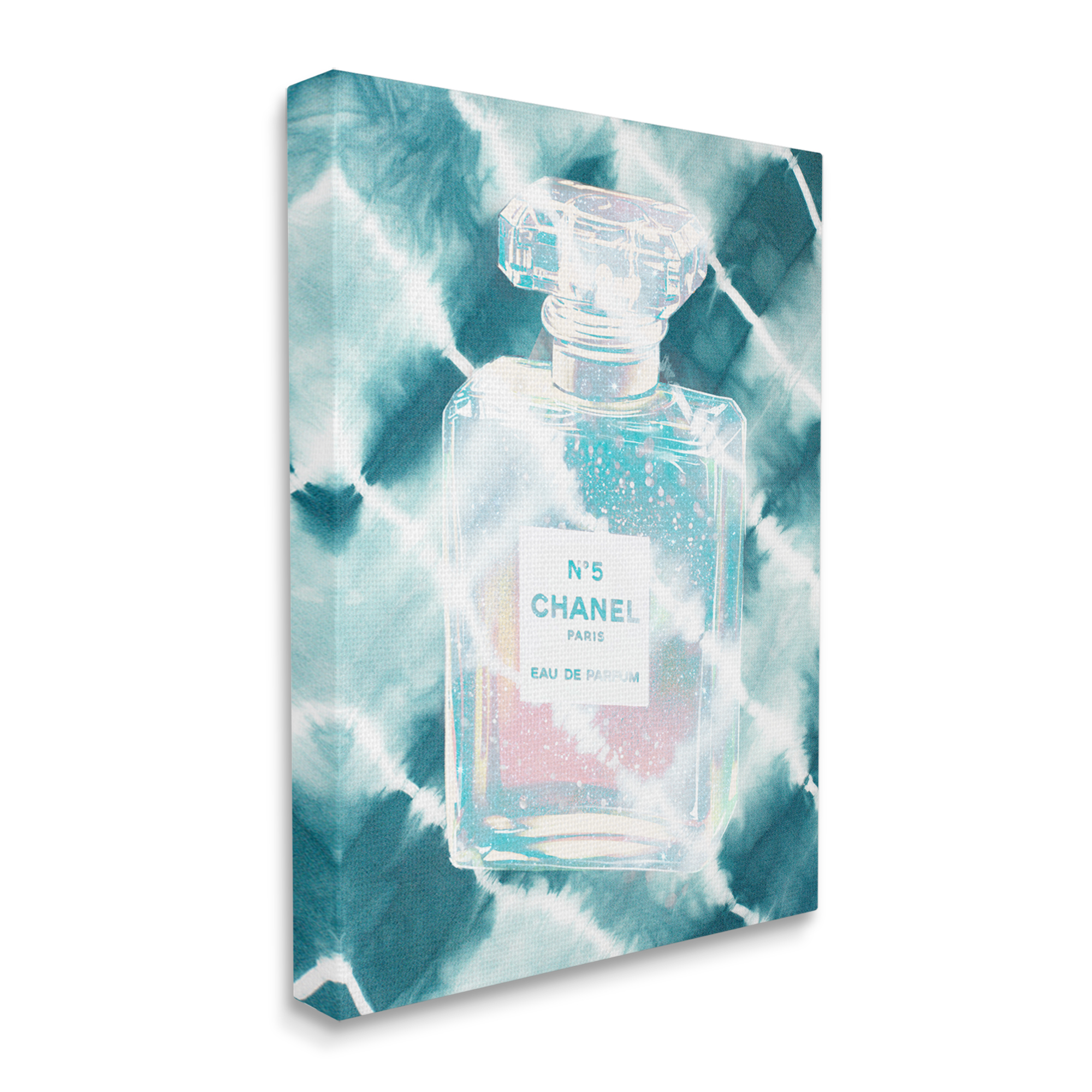 Stupell Industries Aquamarine Perfume Bottle Summer Water Bubbles Tie Dye Background,36 x 48, Design by Ziwei Li