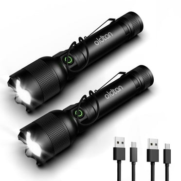 Oldtan Rechargeable LED Flashlights 990,000 Lumens, Metal Flashlights for Outdoor (2 Pack)