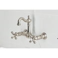 thumbnail image 3 of Kingston Brass KS2448AX Heritage Double-Handle Wall-Mount Bridge Kitchen Faucet, Brushed Nickel, 3 of 7