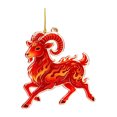 thumbnail image 2 of Edgtyos Christmas Red Goats Ornament, 3.2"x3.2" 2D Acrylic with Gold Cord Goats Hanging Sign Car Rear View Mirror Accessories, Xmas Gift for Family, 2 of 6