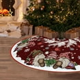thumbnail image 2 of Christmas Tree Skirt 36 Inches, Gnomes with Holly Berry Pencil Red Background Tree Skirt, Winter Xmas Tree Mat Decorations for Home Party Holiday Decorations, 2 of 6