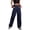Dark Blue women wide leg cargo pants a1, variant on Cagogo Women's Wide Leg High Waisted Trousers with Pockets Cargo Streetwear Casual Loose Long Pants Trousers for Party, White M