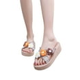 thumbnail image 4 of Lovskoo 2024 Women's Slippers Open Toe Ethnic Style Flower Slippers Platform Beach Flip-Flops Floral Summer Comfortable Shoe Orange, 4 of 8