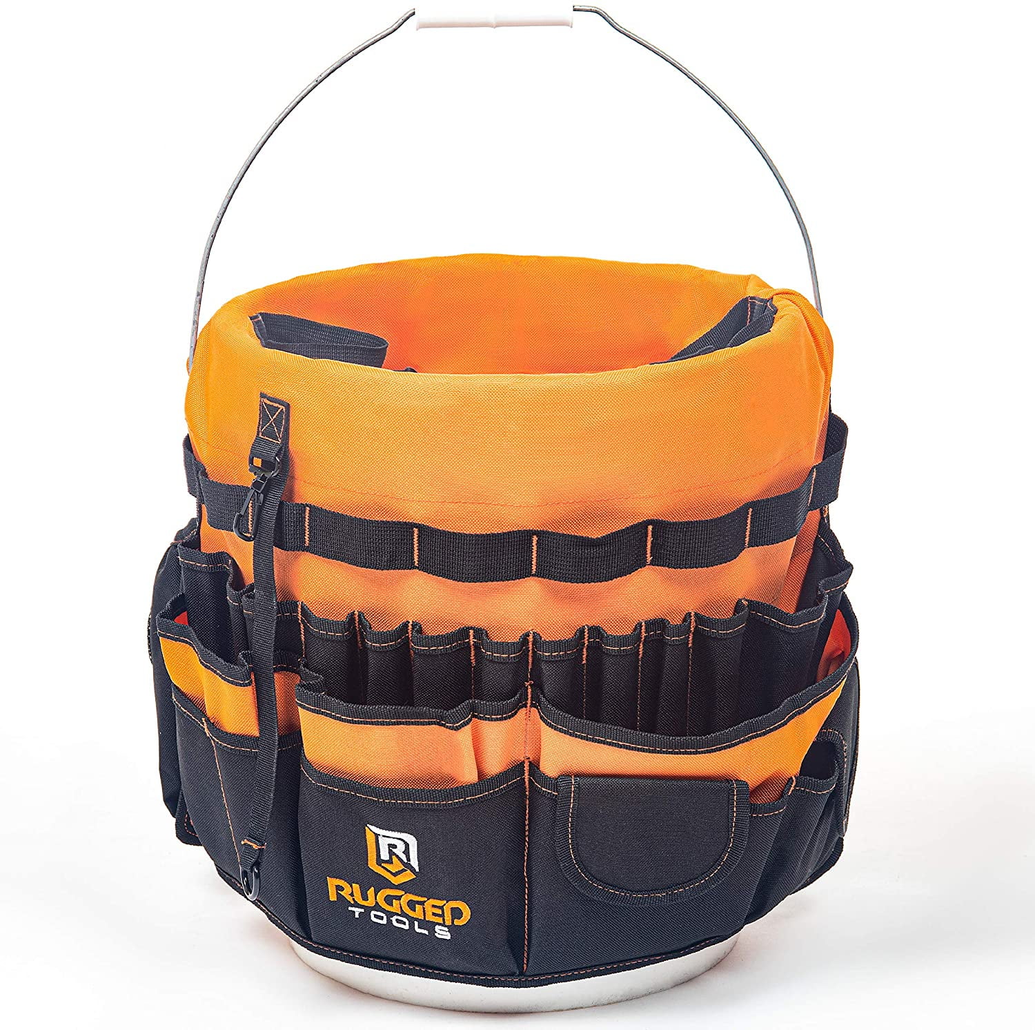 Muel Bucket Tool Organizer - 53 Pocket Caddy for 5 Black, Orange