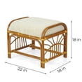 thumbnail image 2 of SK New Interiors Krit Ottoman Footstool ECO Natural Rattan Wicker w/ Cream Cushion, Colonial, 2 of 7