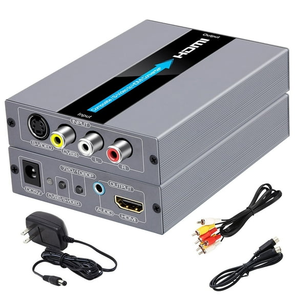 RAPOBRIX RCA/S-Video to HDMI Converter - 720P/1080P with Cables for N64/PS2/DVD