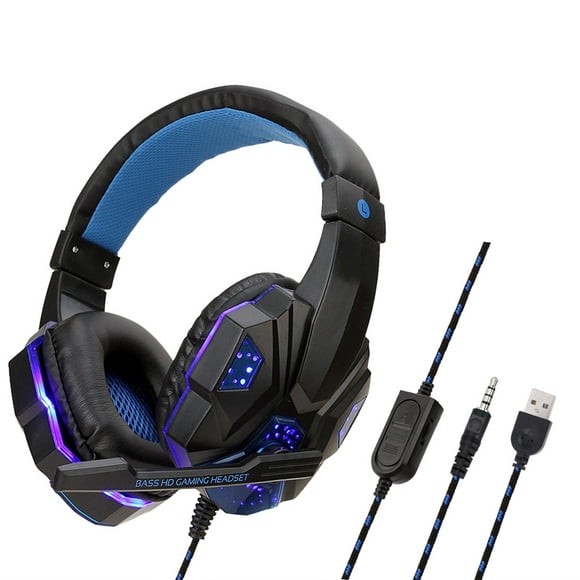 Stereo Gaming Headset for PS4 /PC/ 7.1 Ear HeadphonesNoise Isolation Ear PadsGaming Headset Headset with PS4 /PC/ PS4 Headset with Noise Canceling Mic & LED Light, Compatible with PC, PS4