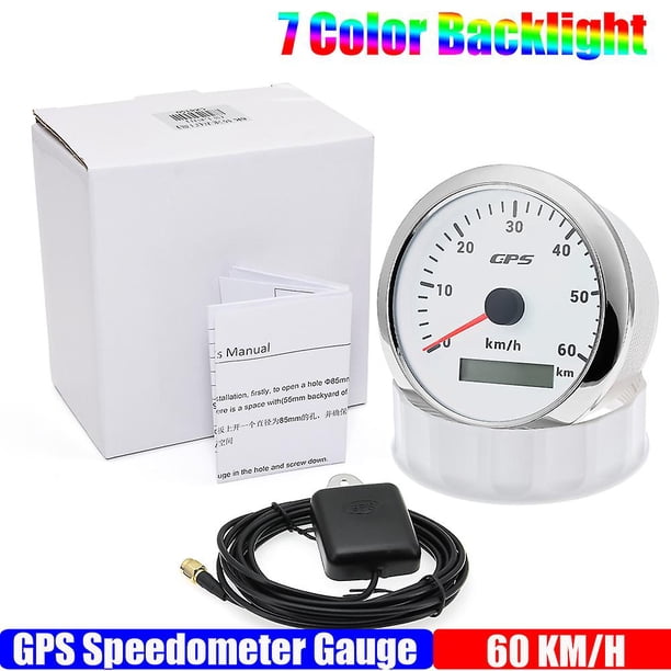 Waterproof Ip67 85mm Gps Speedometer Gauge 7 Color Backlight 0~120kmh Boat Car Motorcycle Speed Gauge With Gps Antenna 12v24v