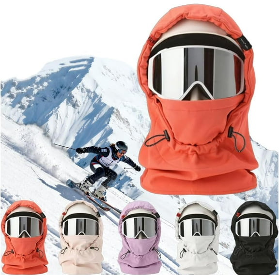 LOUQIBINE Agriculturi Waterproof Fleece-Lined Hood, Balaclava Face Mask Men Women, 2-in-1 Ski Mask Right Over Helmet, Windproof Keep Head & Neck Warm for Skiing and Winter Outdoor Activities