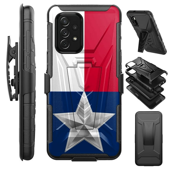 Compatible with Samsung Galaxy A33 Hybrid Luxguard Holster Phone Case Cover (Texas Flag)