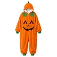 thumbnail image 5 of REDARER Kids Hooded Full-Zip Onesie Pumpkin Face Graphic Jumpsuit with Side Pockets Halloween Trick or Treat Party Dress Up Soft ,120, 5 of 5