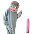 thumbnail image 2 of Big Mouth Monster One-Piece Pajamas, Silly Wearable One-Piece Pajamas with Shoes and Comb, Funny Monster Jumpsuit for Adults，Blue L, 2 of 2