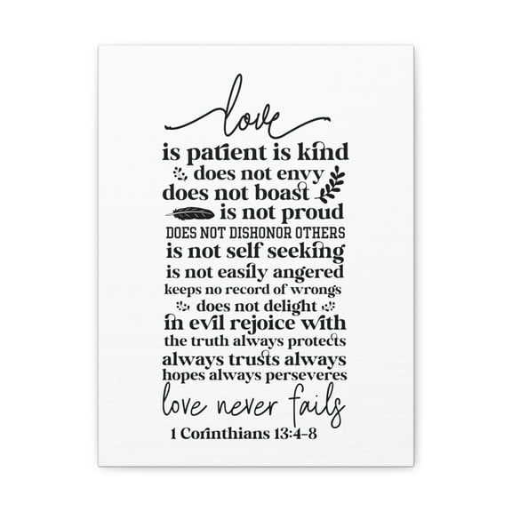 Scripture Walls 1 Corinthians 13:4-8 Love Is Bible Verse Canvas Christian Wall Art Ready to Hang Unframed