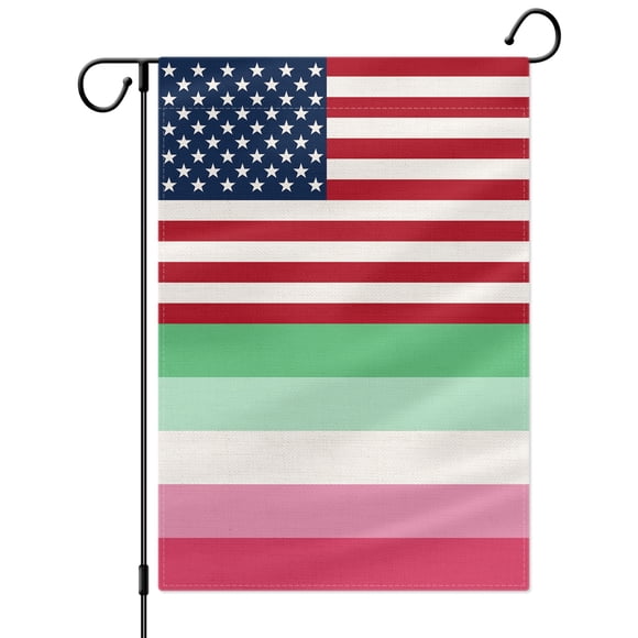 PTEROSAUR American Abrosexual Pride Garden Flag, US LGBTQ Pride Rainbow Flag Decor, 12.5x18 inch Vertical Double Sided Burlap for House Yard Lawn Outdoor Decoration