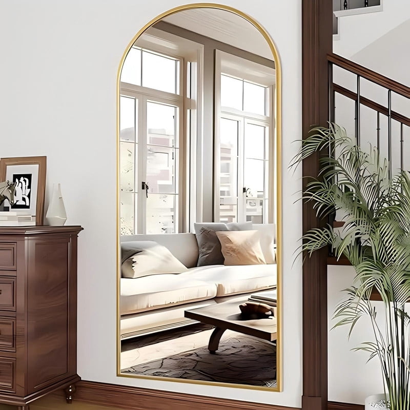 Anyrose 71.2" x 30" Wall Mirror with Aluminum Alloy Frame Arched Full Length Mirror, Gold