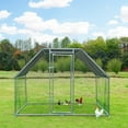 thumbnail image 4 of Polar Aurora Extra Large Thickend Metal Chicken Coop Walk-in Poultry Cage Hen Chicken Run House Rabbits Habitat Cage w/Waterproof&Anti-Ultraviolet Cover for Backyard Farm Use(9.2'x6.2'x6.4'), 4 of 7