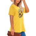 thumbnail image 3 of Anbech Sunflower Plus Size T-Shirts for Women Graphic Sunflowers Print Oversize Short Sleeves T-Shirt with Round Neck, 3 of 4