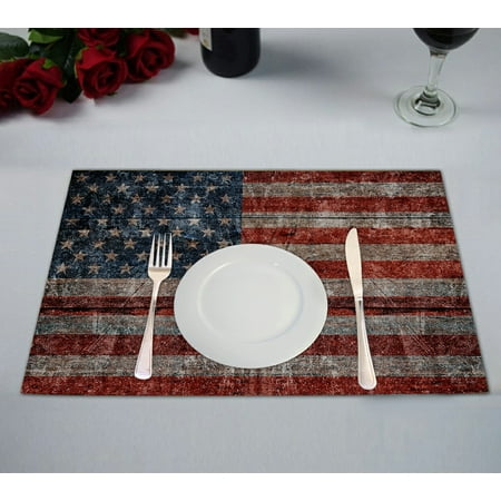 

ABPHQTO Wooden Usa Flag Table Placemat Food Mat 12x18 Inch Pack of 2