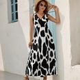 thumbnail image 5 of Cow Print&nbsp;black White Dress Summer Street Style Bohemia Long Dresses Female Sleeveless Printed Maxi Dress, 5 of 9