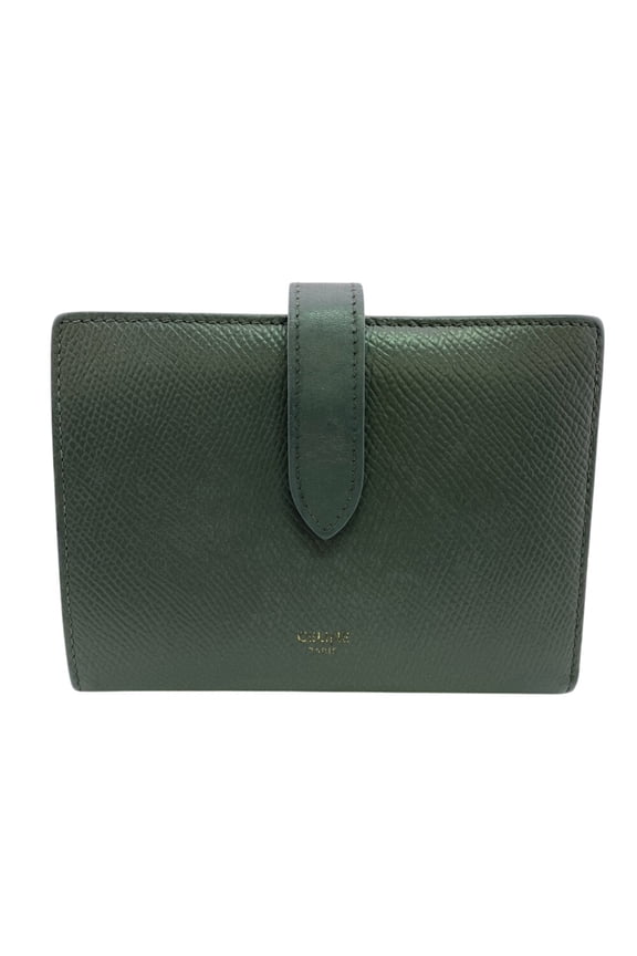 Pre-Owned CELINE Medium Strap Wallet, Bi-fold Gray