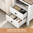thumbnail image 5 of Nightstand set of 2 with Charging Station, Rustic Bedside Table Farmhouse Nightstand with 2 Drawers End Tables Night Stand for Bedroom Living Room, White, 5 of 11