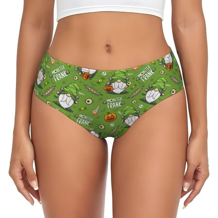 Womens Underwear - halloween gnome green No Show Seamless Underwear for Women  Kawaii Soft Stretch Women s Panties  Hipster Ladies Panties Bikini Underwear Briefs